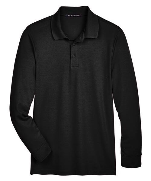 Men's Tall CrownLux Performance® Plaited Long Sleeve Polo