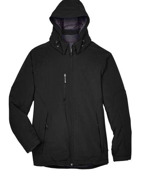 Men's Glacier Insulated Three-Layer Fleece Soft Shell Hood Jacket with Detachable Hood