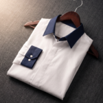 Crisp service shirt on a wooden hanger